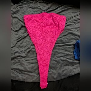 Not Worn Neon Pink Fashion Nova Strapless Bodysuit Size Xs Perfect Condition